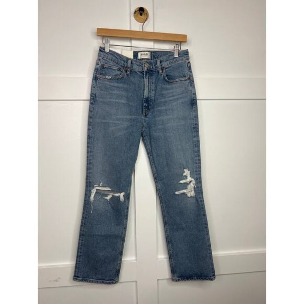 NWT Agolde Wilder Whiplash Midrise Comfort Straight Leg Jeans Blue Size: 27 - Picture 2 of 8